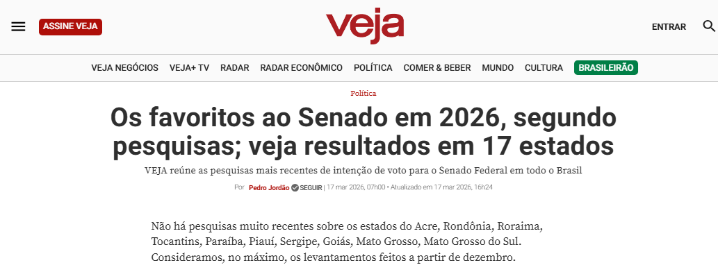 Veja cita pesquisa realizada pela Paraná Pesquisas.