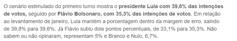 Jovem Pan cita pesquisa realizada pela Paraná Pesquisas. 2 Jovem Pan cita pesquisa realizada pela Paraná Pesquisas.