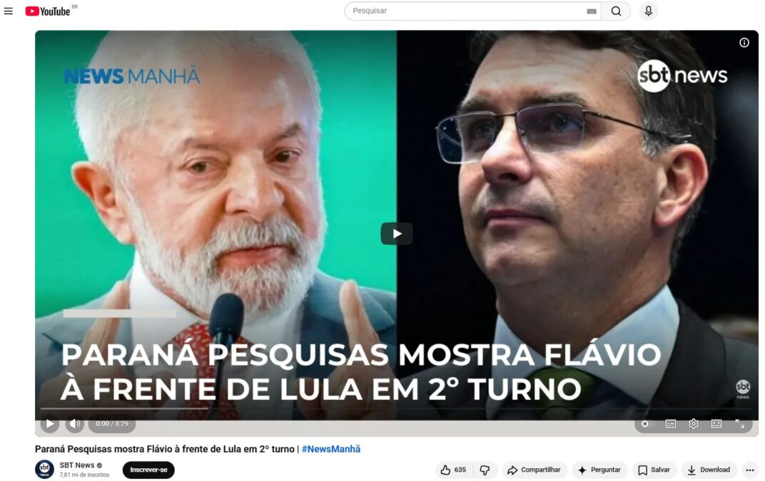 SBT News cita pesquisa realizada pela Paraná Pesquisas. 2 SBT News cita pesquisa realizada pela Paraná Pesquisas.