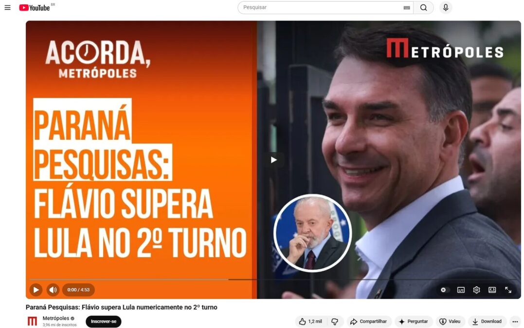 Metrópoles cita pesquisa realizada pela Paraná Pesquisas. 2 Metrópoles cita pesquisa realizada pela Paraná Pesquisas.