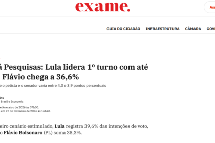 Exame cita pesquisa realizada pela Paraná Pesquisas.