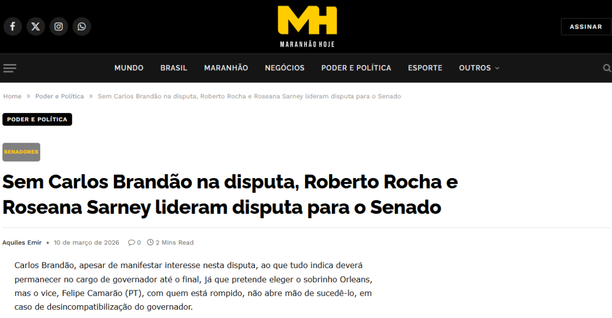 Maranhão Hoje cita pesquisa realizada pela Paraná Pesquisas no Estado do Maranhão. 2 Maranhão Hoje cita pesquisa realizada pela Paraná Pesquisas no Estado do Maranhão.