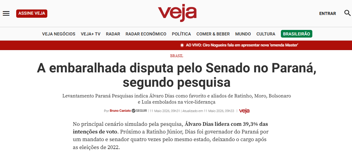 Veja cita pesquisa realizada para Paraná Pesquisas no Estado do Paraná.