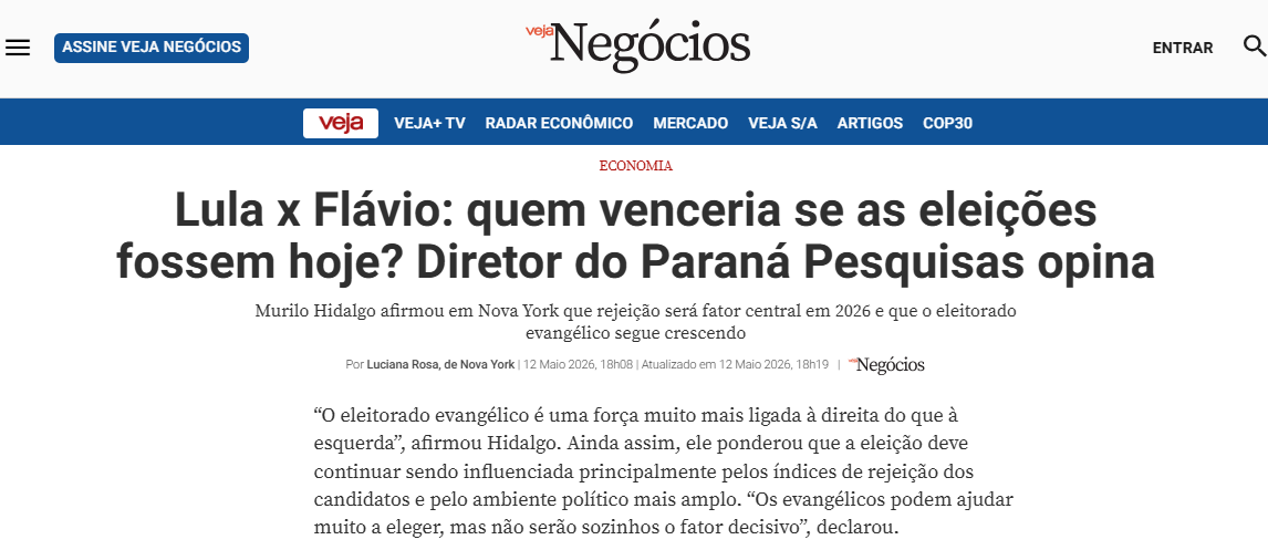 Veja cita trabalho da Paraná Pesquisas. 2 Veja cita trabalho da Paraná Pesquisas.
