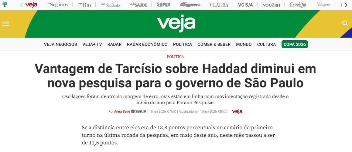 Veja cita pesquisa realizada para Paraná Pesquisas no Estado de São Paulo. 2 Veja cita pesquisa realizada para Paraná Pesquisas no Estado de São Paulo.