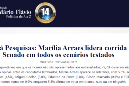 Blog do Mário Flávio cita pesquisa realizada para Paraná Pesquisas no Estado de Pernambuco.