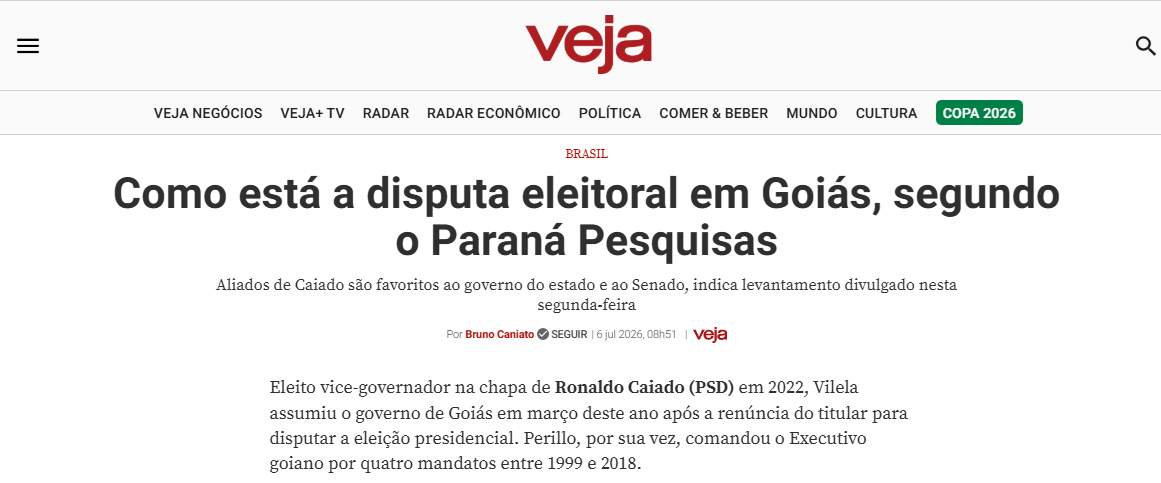 Veja cita pesquisa realizada para Paraná Pesquisas no Estado de Goiás. 2 Veja cita pesquisa realizada para Paraná Pesquisas no Estado de Goiás.