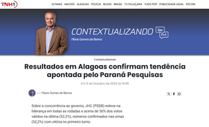 TNH1 cita pesquisa realizada para Paraná Pesquisas no Estado de Alagoas.